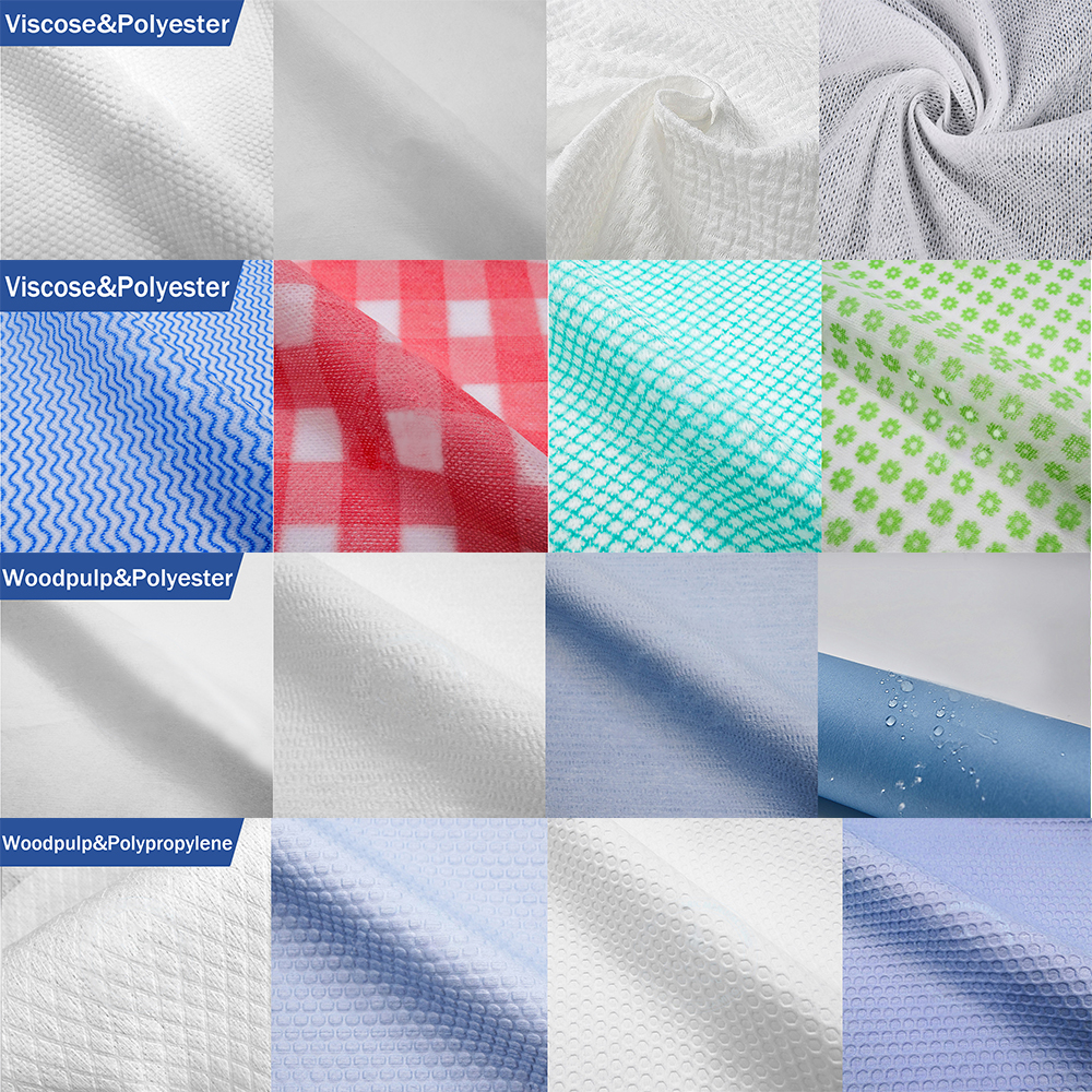 Дышащий тисненный одноразовый полотенца неткана для мокрой салфетки Viscos Cotton Spunlace Не тканая ткань